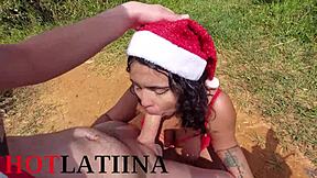 Can you handle this busty Colombiana swallowing my load in public?