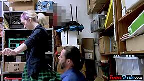 A realistic video based on a fair skinned emo teen caught stealing, who gets penalized and sexually assaulted by a police officer in a shopping store setting