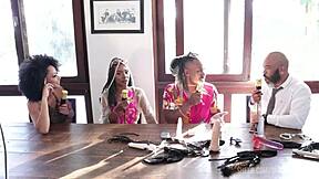 Black Couple in Sheer Red Lingerie Glamour