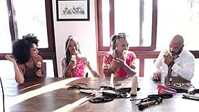 Black Couple in Sheer Red Lingerie Glamour