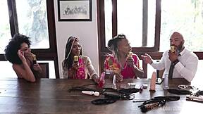 Black Couple in Sheer Red Lingerie Glamour