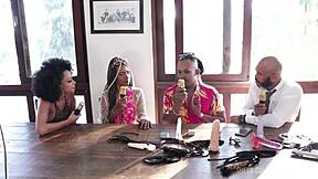 Black Couple in Sheer Red Lingerie Glamour