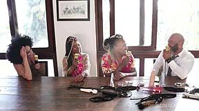 Black Couple in Sheer Red Lingerie Glamour