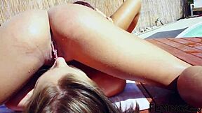 Awesome step cousin enjoys pussy licking at lesbian party with fingering and toys.