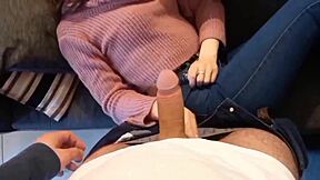 I get a blowjob from my aunt while my uncle is away, with her big ass and monster cock.