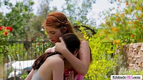 redhead teen screams, 'facesit me outdoors for orgasm!'