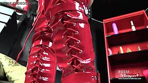 Red boots lady gets hard fucked by monster cock