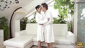 wet fucking in jacuzzi contrasts young teen 18+ and old man desires.