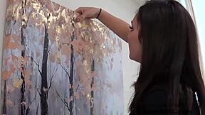 cute face sucks big cock on couch