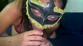 Submissive Latina Sucks Cock in Lingerie