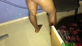 In steamy sex bet, Ebony BBW gets pounded by stepbrother