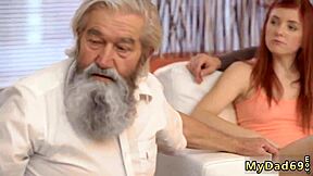 redhead teen tackles huge dick with older guy