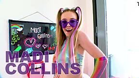 Madi Collins petite 18+ 19 yo sucks huge cock pov no hands and swallows huge load 😍