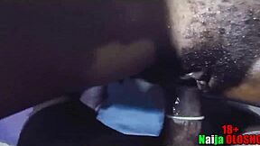 Ebony teen invites me to film her fingering hairy pussy