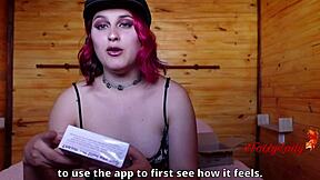 petite girl asks stranger to control her orgasm in public restaurant for a bet, close up view