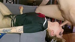 Petite goth teen loves getting sloppy deepthroat and choking