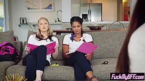 A small breasted 18 year old group 'sex' session with a well endowed friend