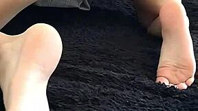 Petite schoolgirl shows feet before school in homemade video