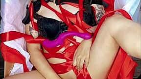 Dulce Zorra in Box Masturbates with Thick Black Dildo Until Climax