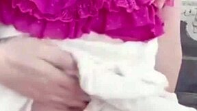 Girlfriend on balcony poses barefoot, pulls panties to play with wet pussy 😏