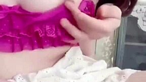 Girlfriend on balcony poses barefoot, pulls panties to play with wet pussy 😏