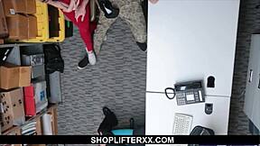 Why did blonde Madison Hart fuck the security guard in front of her boyfriend at the shop?