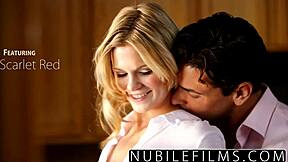 Hard fast fuck for hot blonde in the bedroom with big cock