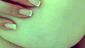 I enjoy the cute student playing with her big breasts on the bed