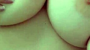 I enjoy the cute student playing with her big breasts on the bed