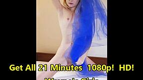 Odette frolics in bed with pussy play in blue.