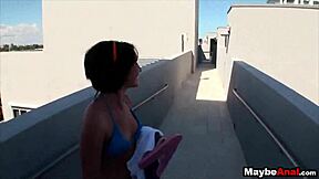 Amateur brunette evelyn lacie has first anal adventure with assfucking and orgasm