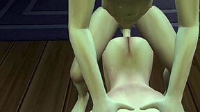 The sims game hints at blowjob with young 18+ alien monster in 3d