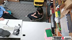 Does teen thief take officer's hard dick in garage punishment?