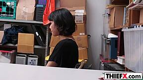 Does teen thief take officer's hard dick in garage punishment?