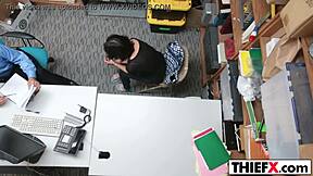 Does teen thief take officer's hard dick in garage punishment?