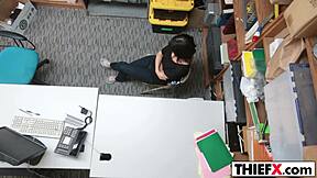 Does teen thief take officer's hard dick in garage punishment?