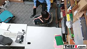 Does teen thief take officer's hard dick in garage punishment?