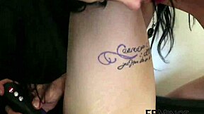 aiden ashley takes a hard dildo pounding in steamy 3some