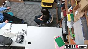 Does teen thief take officer's hard dick in garage punishment?