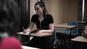 Teen Sophia Burns fucked deep in ass by big cock in classroom