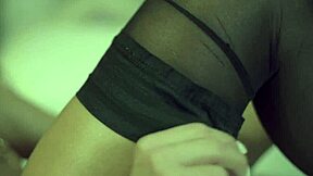 Stunning Lesbian Strips Girlfriend's Lingerie and Licks Shaved Pussy