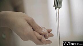 Stunning Lesbian Strips Girlfriend's Lingerie and Licks Shaved Pussy