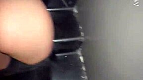 Petite Colombian Couple Fucks Doggystyle on Apartment Stairs