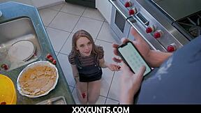 Lucky stud fucks petite teen Madi Collins' sweet pussy on the desk