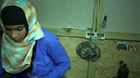 Arab girl in uniform gets pussy run by old military guy.