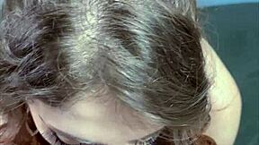 Pov huge cum facial for goth babe in black lipstick deepthroat on her stomach