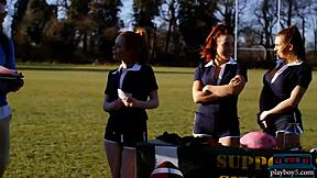 Redhead teen 18+ bounces her big ass on a new student in blowjob session