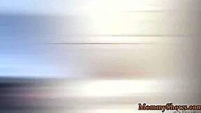 Glamorous stepmom boldly scissoring teen babe