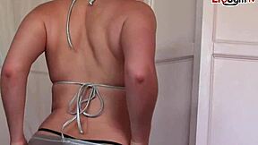 Brunette in high heels enjoys casting