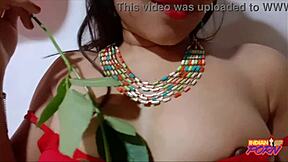 indian babe seduces lover with big tits on valentine's day